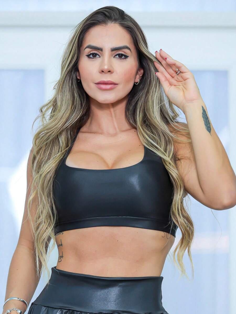 Women Sports Bras - 黑色 - 查看 1