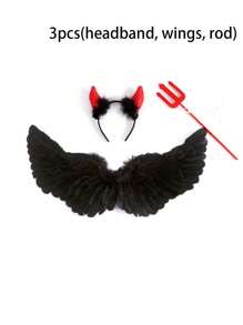 Trang trí lưng cánh thiên thần tiên trang phục Halloween đạo cụ quỷ lông vũ màu trắng phụ kiện trang trí cánh nhiều màu - màu đen - Xem 7