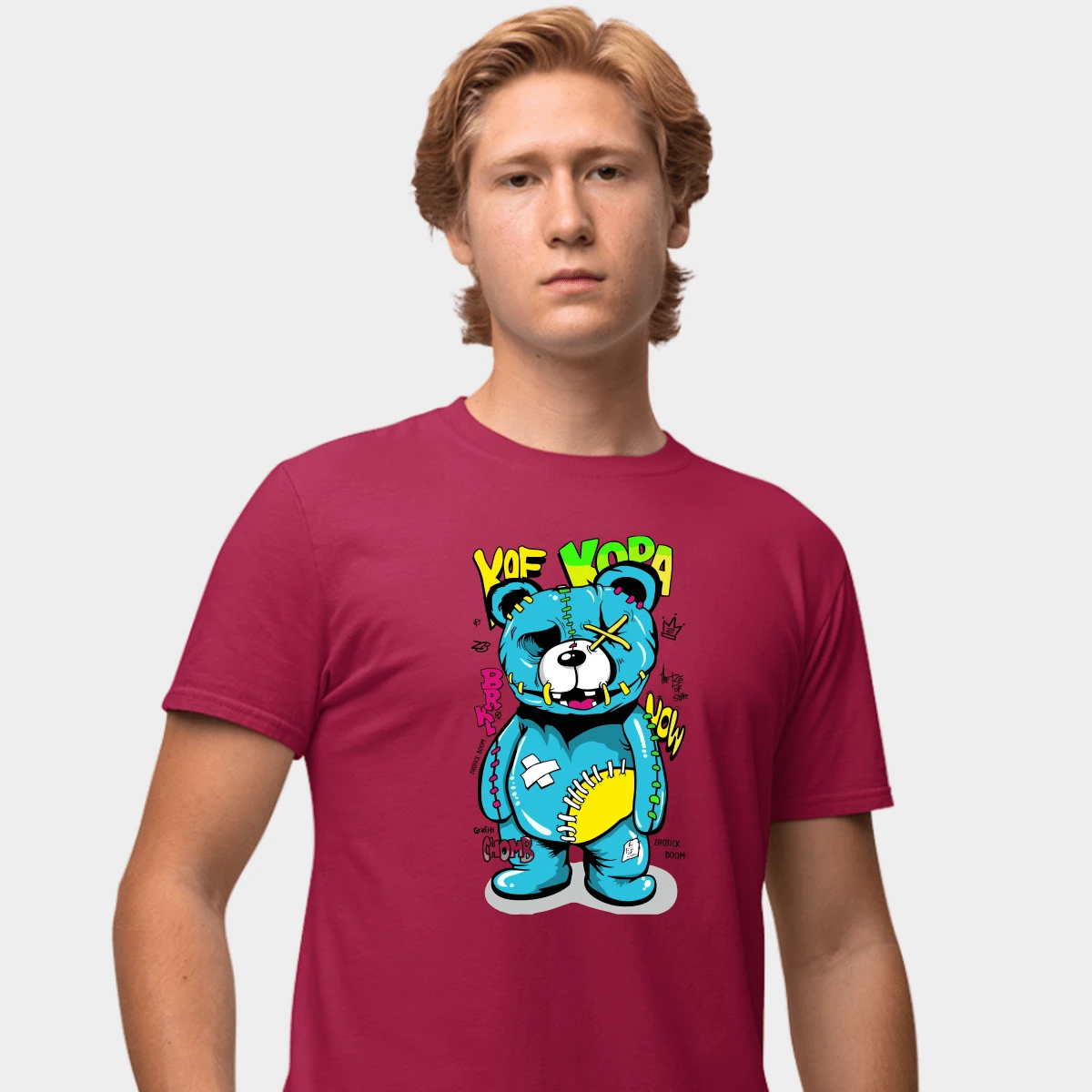 Men T-Shirts - 紫紅色 - 查看 1