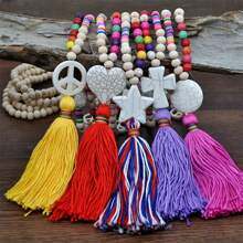 1 Pieza Collar Largo De Borla Con Cuentas Coloridas Y Dije De Piedra, Joyería Bohemia De Verano Para Mujeres, Regalo Creativo Para Cumpleaños Y Vacaciones