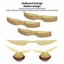 Alas de Snitch Doradas - 100 piezas de decoración de chocolate para fiestas de mago, adornos de chocolate para pasteles con puntos de pegamento para suministros, temática de mago - Dorado - Ver 7