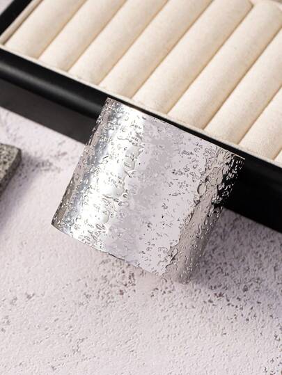 1 pieza Brazalete de metal extra grande, diseño liso y ondulado, elegante y con estilo