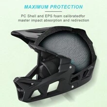 Unisex Full Face Mountain Bike Helmet With Detachable Chin Guard, Breathable And Lightweight, Suitable For Dh Bmx Racing - Black - View 3