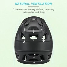 Unisex Full Face Mountain Bike Helmet With Detachable Chin Guard, Breathable And Lightweight, Suitable For Dh Bmx Racing - Black - View 4