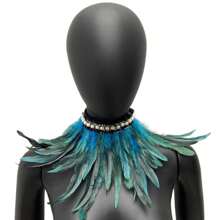 1 pieza Gargantilla de estilo gótico con adorno de perlas y plumas, accesorio elegante y de moda para carnaval, fiesta, baile, disfraz de fantasía, opción de multicolor para Halloween