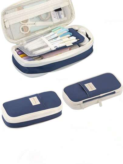 Macaroon Color Splicing Pencil Case, Stationery Box, Storage Bag, Gift , Students, Boys And Girls Back To School,Back To School,School Supplies,Pencil Pouch,School Bag