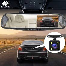 E-ACE Car Dvr Mirror Dash Cam 4.3 Inch Rear View Mirror FHD 1080P Auto Dashcam Video Recorder Registrator G-Sensor Black Box - With 6M RCC-bL - View 1