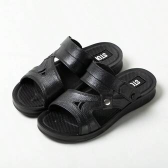 男式pvc拖鞋厚底防滑兩用室內外休閒實色拖鞋,夏季