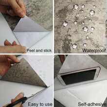 1 Rollo De Papel De Contacto De Hormigón Gris Cemento Con Textura De Arroz, Papel De Pared Autoadhesivo Y Removible De Vinilo Para Decoración Del Hogar En La Cocina, Baño, Estudio - Multicolor - Ver 5
