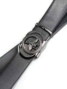 caivektine 1入組男士商務皮帶3.5公分寬自動扣男士真皮皮帶時尚簡約休閒男士皮帶易於搭配褲子皮帶 - 彩色 - 查看 9