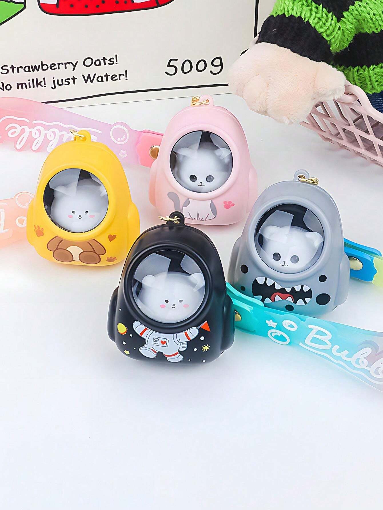 1pc Cute Luminous Starry Sky Backpack With Astronaut, Cat & Bear