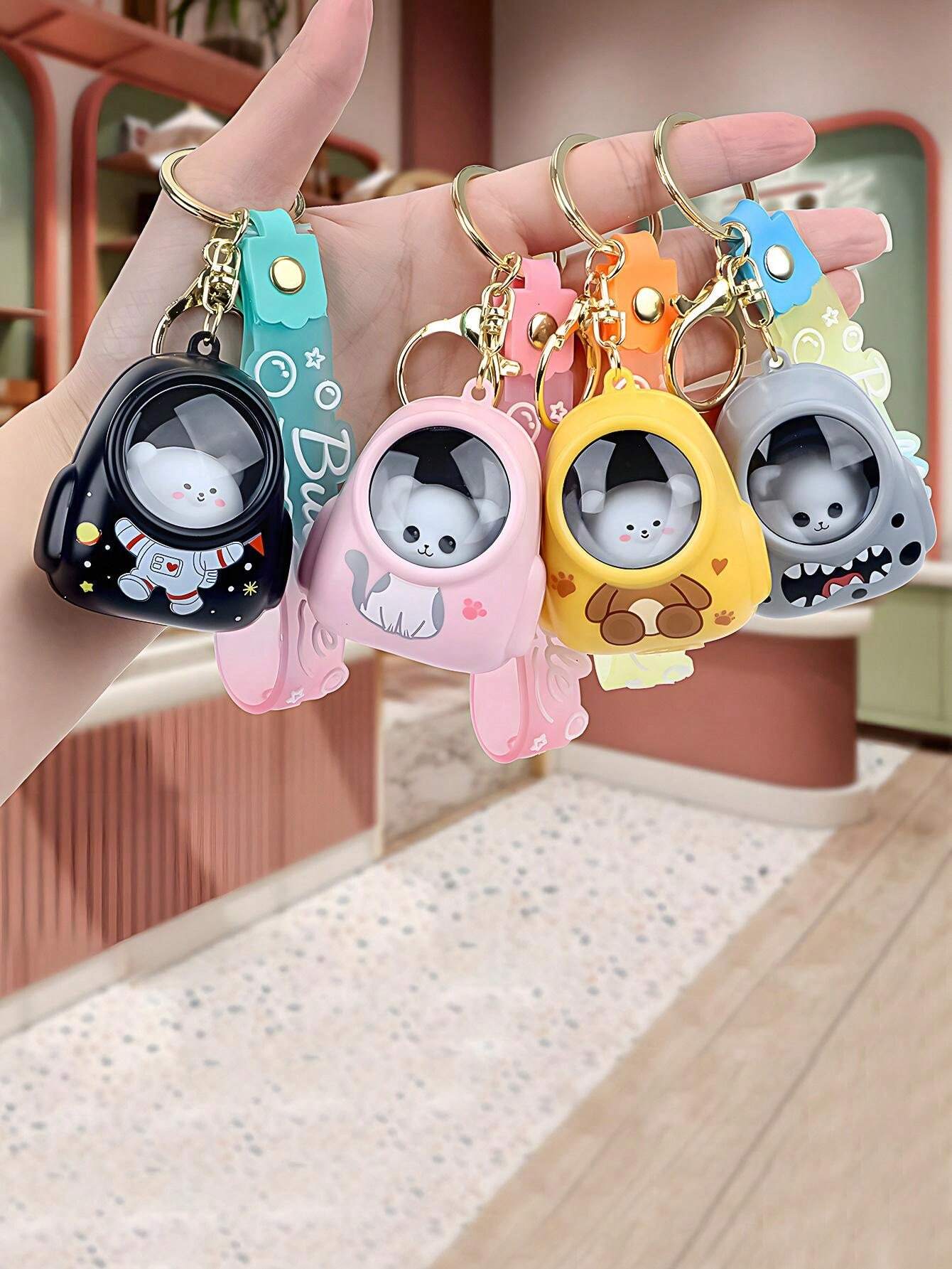1pc Cute Luminous Starry Sky Backpack With Astronaut, Cat & Bear