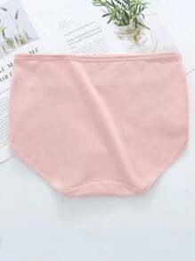 4 件裝女式高腰無縫可愛印花三角內褲 - 粉色 - 查看 8