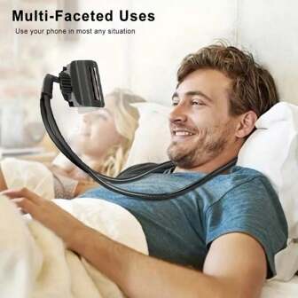 Creative Neck Hanging Retractable Slouchy Phone Holder, Universal Desktop & Bedside & Car Mount For Hands-Free Operation