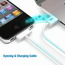 Cavo di ricarica USB, cavo di sincronizzazione e ricarica USB 4.0ft compatibile con iPhone 4, 4s, 3G, 3GS, iPad 1, 2, 3, iPod Touch, Nano, colore bianco (1 pezzo)