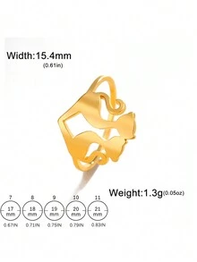 1件不鏽鋼貓形戒指,可愛動物極簡風時尚配件,派對和情侶禮物 - 動物系列 - 查看 8