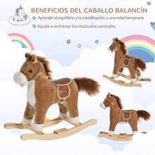 HOMCOM Cavalinhos de pau para montar - Castanho - Ver 2