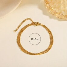 1set Exquisite Versatile Stainless Steel Minimalist Necklace For Women's Fashionable Jewelry Set - Yellow Gold - View 4