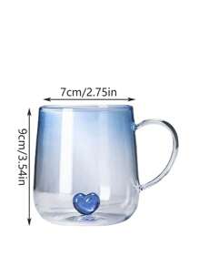 1 pieza Taza de vidrio con asa y diseño en forma de corazón, de una sola capa con degradado, creativa, resistente al calor, para jugo o bebidas de moda