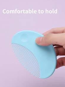 2pcs Blue Baby Scalp Massaging Brush For Daily Use, Suitable For Newborns To Remove Cradle Cap And Soft Hair - Blue - View 4