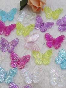 50 hạt bướm tráng AB để làm đồ trang sức DIY / Hạt acrylic cho phụ kiện tóc, trang trí vỏ điện thoại, vòng cổ, mặt dây chuyền, vòng tay, v.v. Thích hợp cho các dự án DIY hàng ngày. - 50 con bướm mạ màu nhỏ - Xem 2