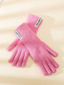 1 双女士触屏针织手套，长款保暖，手指剪裁设计，适合骑自行车、户外活动、工作和居家 - 分指手套 - 查看 8