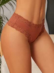 FINETOO 5pcs/Set Women's Romantic Floral Lace Low-Waist Scrunch Thong Panties
