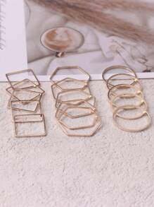 20入組流行的3d銅鍍簡約幾何形狀(圓形/正方形/八邊形)耳環、項鍊、吊墜製作材料連接器diy首飾配件 - 圓圈方塊八角圈 - 查看 2