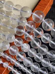 顶级AAA天然白色透明石英珠，适合制作珠宝 - 無色 - 查看 1