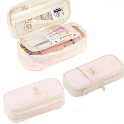 Cross-Border Exclusive Japanese And Korean Style Macaron-Colored Transformable Pencil Case With Large Capacity. Upgraded Stationery Box, Gift For Students. Can Also Be Used As A Purse. Minimalist Storage Bag For Boys And Girls. Back To School, Pencil Pouch, School Bag