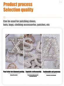26 English Letters Faux Pearl Rhinestone Patches For Clothes A-Z Alphabet Pearl Rhinestones Applique Sew On/Glue On Patches DIY Name - White - View 6