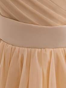 Tween Girl Tulle Spaghetti Strap Dress, Suitable For Flower Girl, Wedding, Prom, Graduation, Evening Gown, Summer - Champagne - View 6