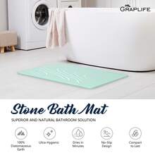 Graplife Stone Mat 23.62x15.35", Diatomaceous Earth Bath Mat, Fast Drying, With Anti Slip Pad - Green - View 2