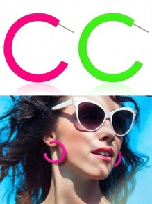 Xiacheng 4 pares de pendientes redondos y fluorescentes de acrílico candy para mujeres estilo los años 80s y 90s, aretes con aro de colores retro y dorados para fiestas de disfraces o fiestas de baile.