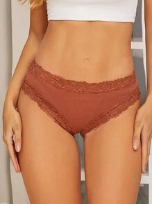 FINETOO 5pcs/Set Women's Romantic Floral Lace Low-Waist Scrunch Thong Panties