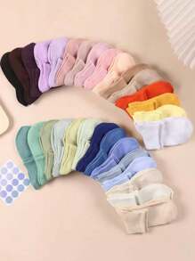 15pairs/Set Random Women's Casual Simple Solid Color Mid-Calf Socks