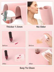 1 tấm lót bàn làm móng bằng da PU có thể gấp gọn, giặt được, phù hợp cho thợ làm móng và sử dụng tại nhà, chất liệu da sợi nhỏ mềm mại, có 2-4 lỗ ngẫu nhiên để kê tay khi làm móng, có thể sử dụng trên bàn làm móng, giao hàng màu ngẫu nhiên. - Hồng - Xem 4