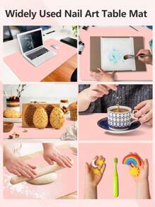 1 tấm lót bàn làm móng bằng da PU có thể gấp gọn, giặt được, phù hợp cho thợ làm móng và sử dụng tại nhà, chất liệu da sợi nhỏ mềm mại, có 2-4 lỗ ngẫu nhiên để kê tay khi làm móng, có thể sử dụng trên bàn làm móng, giao hàng màu ngẫu nhiên. - Hồng - Xem 8