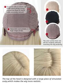 alicegarden 1 Piece Synthetic Heat-Resistant,Long Natural Wave Gold Wigs, With Bangs 24 Inches Long, Made From Fiber, Suitable For Daily Use, Natural And Realistic False Hairpiece (Excluding Accessories)