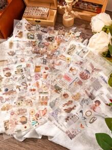 24pcs/Pack Retro & Nostalgic Mixed Pattern Graffiti Stickers With Pvc Waterproof & Corrosion Resistant Material, Reusable For Scrapbook, Diy Photo Album And Journal Planning Back To School - Multicolor - View 3