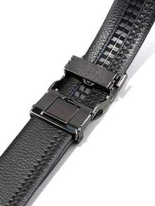 caivektine 1入組男士商務皮帶3.5公分寬自動扣男士真皮皮帶時尚簡約休閒男士皮帶易於搭配褲子皮帶 - 彩色 - 查看 10