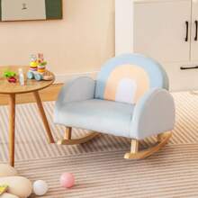 Children's Armchair, Children's Sofa With Solid Wood Frame & Soft Velvet Cover & Anti-Tip Design, Children's Rocking Chair For Children's Room, Playroom, Bedroom, For Children 3-5 Years - 藍色 - 查看 3