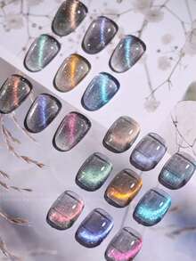 1瓶10ml閃閃發光的鑽石和貓眼指甲凝膠磨砂白蛋白效果,適用於秋冬,可在有uv燈的美甲沙龍使用 - 無色 - 查看 5