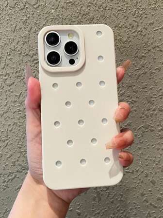 White Phone Case Ins Style Simple Solid Color Hollow Case Compatible With IPhone 15/13promax/11/13/14/Xr/7plus, Heat Dissipation/Shockproof/Soft Phone Cover