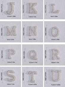 26 English Letters Faux Pearl Rhinestone Patches For Clothes A-Z Alphabet Pearl Rhinestones Applique Sew On/Glue On Patches DIY Name - White - View 3
