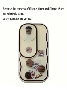 Funda de teléfono con protección de cámara 3D de café lindo estilo coreano compatible con iPhone 15 16 14 13 12 11 Pro Max X XS XR 7 8 Plus SE, funda suave a prueba de agua, a prueba de golpes y resistente a arañazos - Albaricoque - Ver 6