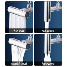 Waterfall Kitchen Faucet, Multi-Directional 360° Rotation, Four Outlet Modes, Waterfall Faucet For Kitchen And Bathroom Sinks - Silver - View 6