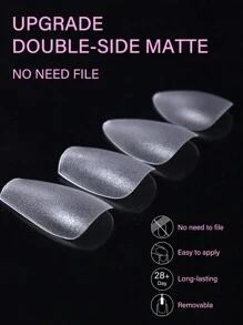 120Pcs/Box Artificial Fingernails Coffin Nails Pre-Shaped Clear Full Cover Almond Oval Nail Tips - Clear - View 3