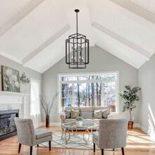 8-Light Lantern Chandelier Lighting For Dining Room, Foyer, Entry, Height Adjustable