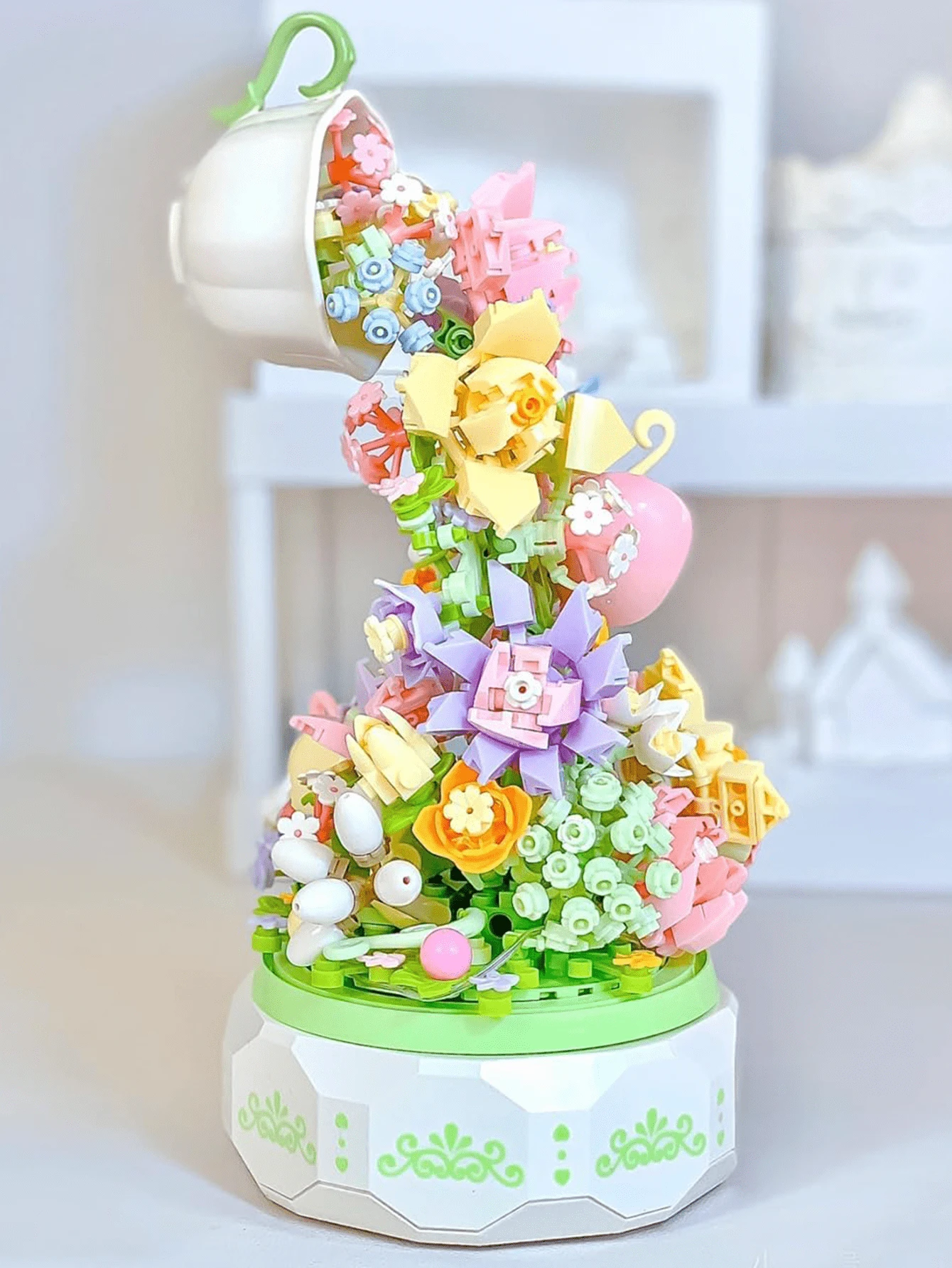 Tách trà , Âm nhạc , Bên trong Đèn Chặn Bộ 3D DIY Creative Xếp gỗ Đồ chơi Mô hình Đồ trang trí Nhà  Trang trí , Qủa tặng